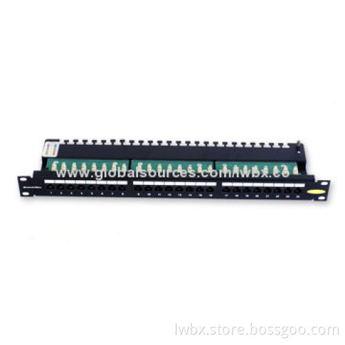 24-port UTP 19-inch Patch Panel with Krone IDC Unshielded Cat5e/6 Cable